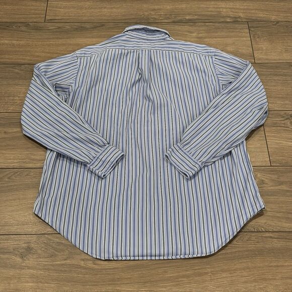 Polo Ralph Lauren Classic Fit Striped Poplin Shirt Blue Size XL Long Sleeve Mens - Picture 7 of 7